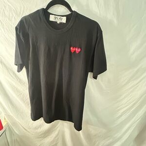 Comme des Garcons Black Tee with Red Heart Design